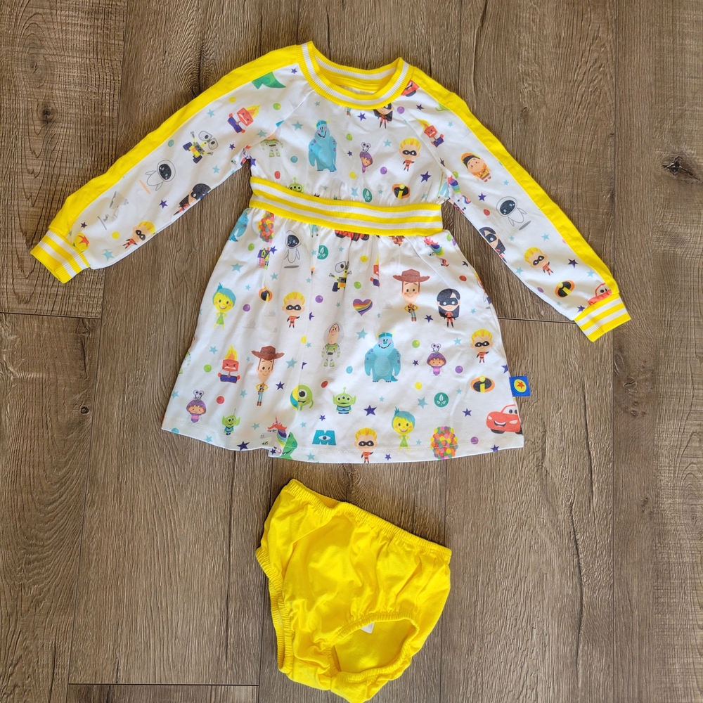 Disney Pixar White and Yellow Toddler Dress